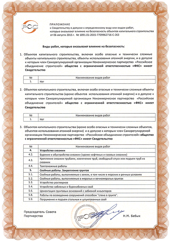 Свидетельство СРО ООО «ФКС-Артём»